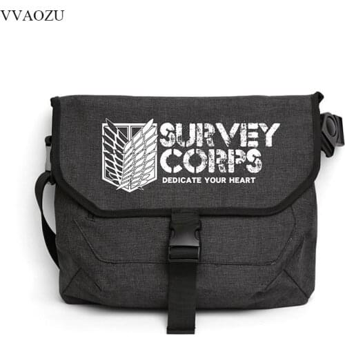 Attack on Titan Survey Corps Message Bag Oxford Satchels Cross Body Messenger Bag Hasp School School Laptop Shoulder Bags