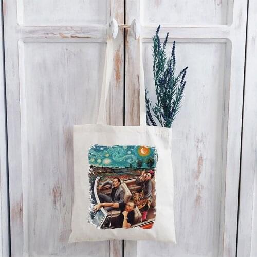 Van Gogh Shopping Bag 2021 Mama Tote Bag Canvas Reusable Shopping Girl Shopper Handbag New Canvas Custom Bag