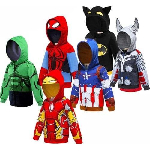Superheroes Hoodie Cartoon Baby Boys Cool Sweatshirt Kids Cars Clothes Spring Autumn Thin Coat Children Hooded Jacket Role Play