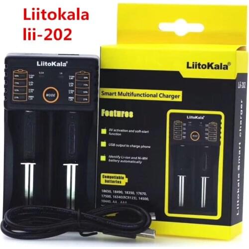 LiitoKala Lii-202 USB Smart Battery Charger with Power Bank Function for lii202 Ni-MH Lithium for 18650 26650 18350 14500