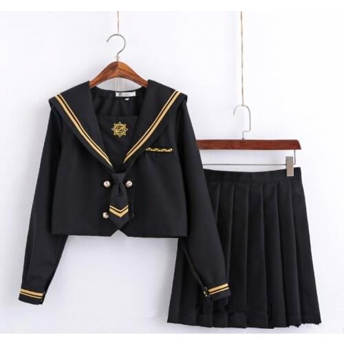 2019 Autumn Japanese Uniforms Navy Sailor Suit For Women Kansai Students Long/short sleeve Costume School Uniform For Girls Suit