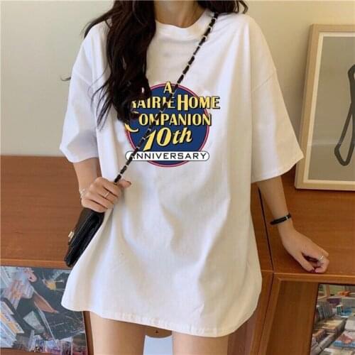 Women-clothing 100% Cotton Summer Oversized T-shirts Half Sleeve Korean Fashion Printed Top Harajuku y2k Crop Top Kawaii Blouses