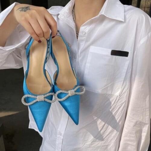 Girls Heart Western Style High-Grade Rhinestone Bow Painted High Heels Female Women