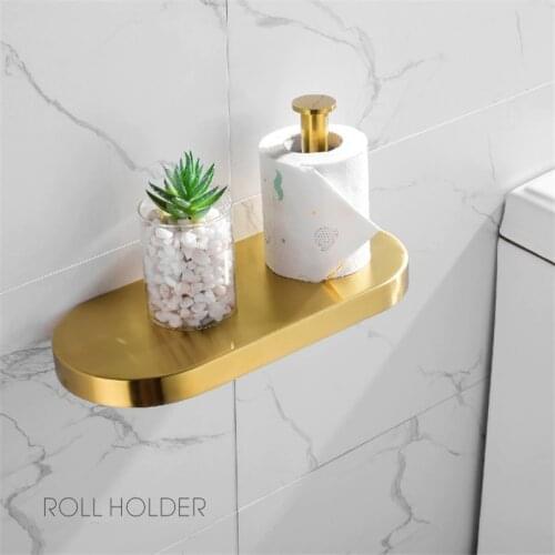 Brushed Gold Toilet Paper Holder 304 Stainless Steel Toilet Paper Holder Wall Mounted Brushed