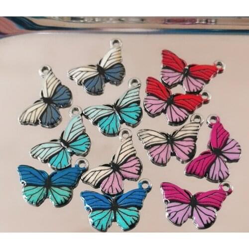 10pcs Trendy Butterfly Pendants Colourful Enamel Butterfly Charms Small Animal Earrings Findings DIY Jewelry Accessories