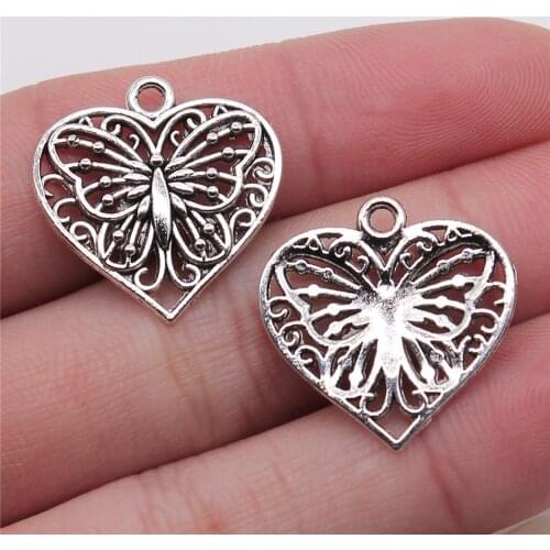 10Pcs 22*22mm Antique Silver Color Hollow Butterfly Charms For DIY Jewelry Making Fashion Necklace Pendant Accessories Wholesale