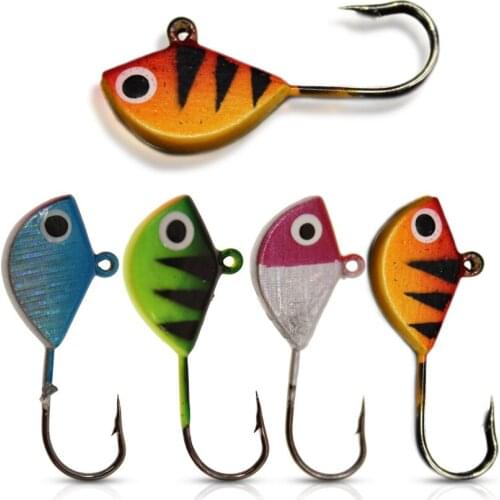 4PCS/Lot Winter Ice Fishing Lure 2.5g 25mm Mini Metal Lead Head Hook Bait Jigging Fishing Barbed Hook