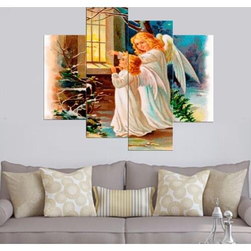 4 Pcs Modern Kids Angels Canvas Prints Posters for Bedroom wall art Canvas painting Wall Pictures For living room home decor