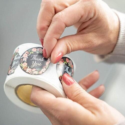 500pcs/roll Cute Flower Thank You Round Stationery Sticker Seal Labes Mutifunction DIY Decorative Gifts Package Label for Baking