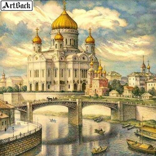 5d diy diamond painting castle landscape full square christian mosaic 3d diamond embroidery sticker handmade crafts