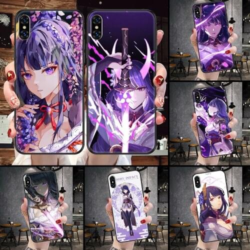 Genshin Impact RAIDENSHOGUN Phone Case For iphone 5 5S SE 2 6 6S 7 8 11 12 Mini Plus X XS XR Pro Max black pretty cell cover 3D