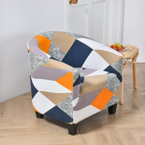 Club stretch spandex single round Plaid Sofa Cover Chair Cafe Coffee Shop Hotel Small Sofa Covers Dustproof Protector Furniture