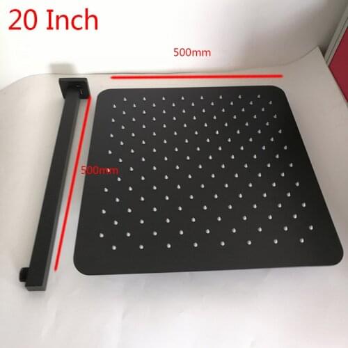 Black Square Shower Head 16/20 Inch Rainfall Shower Overhead Ultra-thin Saving Water Top Rain ShowerHead With Shower Arm 400mm
