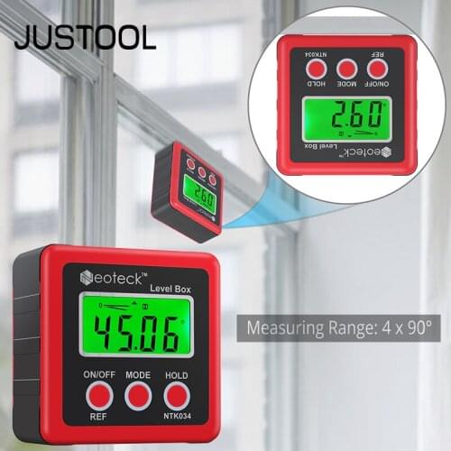 JUSTOOL Mini Digital Protractor Inclinometer Electronic Level Box Magnetic Base Measuring Tools Aluminum Alloy Angle Finder
