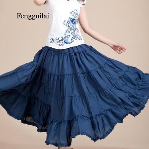 Boho Korean Beach Mid Umbrella Long Skirts Summer Candy Color Maxi Chiffon Skirt Elastic Waist Pleated Skirts