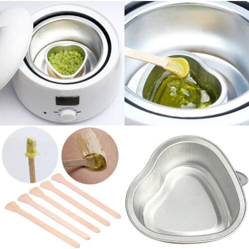 Hair Removal Hard Wax Bean Melt Bowl Warmer Depilatory Waxing Wood Stick Spatula