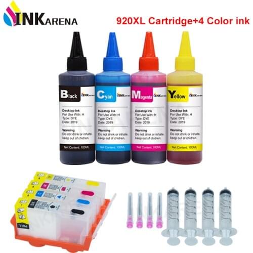 INKARENA 920XL Compatible For HP 920 Refillable Ink Cartridge officejet 7500a 6500a 6000 7000 + 4 Color Printer Refill Kit