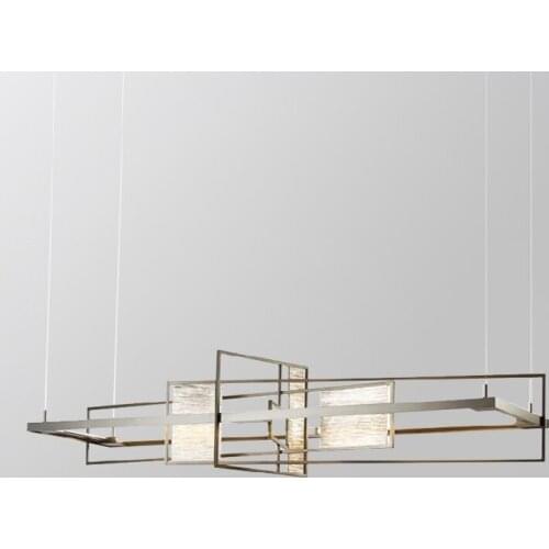 Postmodern Creative LED Chandelier Lighting Dining Living Room Rectangular Hanging Lamp Restaurant Bar Glass Designer Fixtures