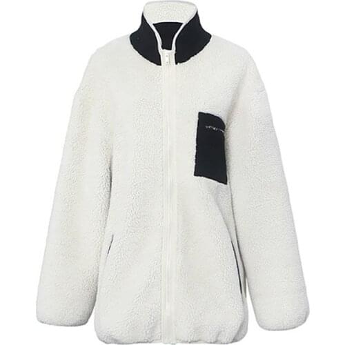 Lamb Thick Warm Outwear Long Faux Jacket Loose Winter Women White Fake Fur Oversized Coat
