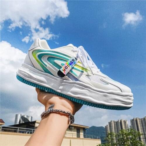 Mens Shoes 2021 New Summer Thin Mesh Sports and Leisure Board Shoes Fashion Deodorant Mesh Shoes Small White Tide Shoes