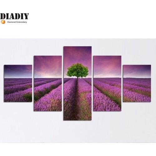 5pc Full Square&round drill 5D DIY Diamond embroidery Lavender flower Diamond Painting Cross Stitch Rhinestone Mosaic decor gift