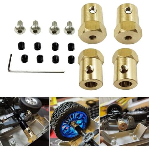 4/set Brass 5mm to 12mm Wheel Hub Extension Drive Adapter Combiner Coupler for WPL D12 RC Model Car Spare Parts