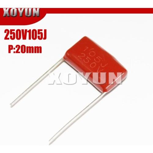 10pcs/lot CBB 250V105J 1UF Pitch 20MM 105J 250V CBB Polypropylene film capacitor