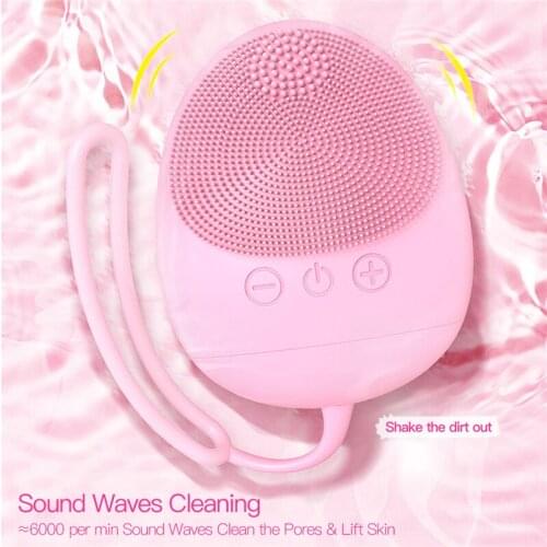 Facial Cleansing Brush USB Electric Silicone Sonic Vibration Deep Pore Cleaning Waterproof Face Massage Wireless Facial Brush