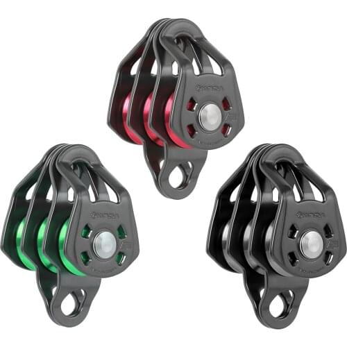 Zip Line Pulley Tandem Speed Trolley 22KN Rope Pulley with Ball Bearing for Outdoor Rock Climbing Caving Aloft Work