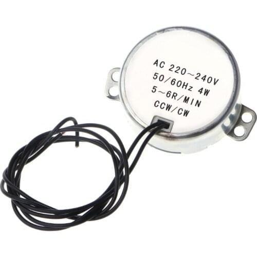 AC 220-240V Synchronous Motor Gearmotor 50/60Hz 4W 5-6 RPM CW/CCW Permanent Magnet Synchronous Motor