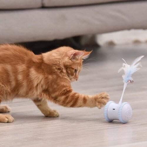 Smart Interactive Cat Toy LED Light With Feather Pet Self Indoor Outdoor Playing Toy Tumbler Rotating Ball For Dog Cat Supplies