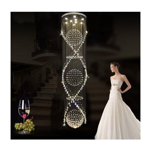 Modern Crystal Chandeliers Lights Fixture Spiral Luxury Crystal Droplight Home Indoor Lighting Foyer Hotel CLub Restaurant Lamps