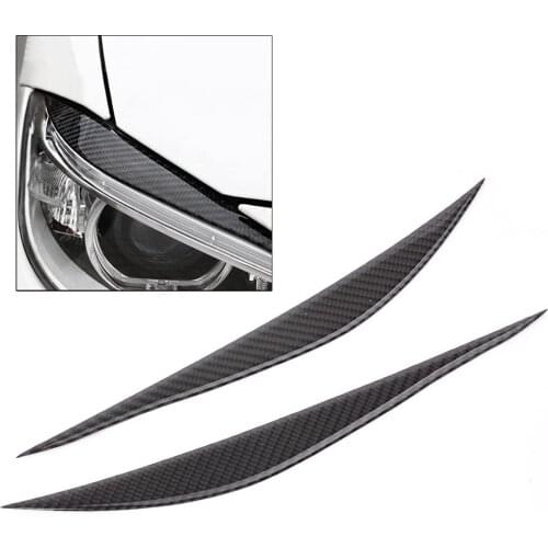 2PCS Light Eyebrow Carbon Fiber Headlight Eyebrow Eyelid Cover Trim for BMW 3 Series F30 2013-2017 Headlamp Eyebrow Cover