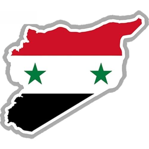 SZWL SYRIA Map Flag Car Sticker Silhouette Waterproof Cover Scratch Accessories PVC for Bumper Laptop Door Windows,13cm*10cm