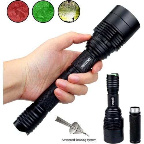 C11 Tactical Zoomable Hunting Flashlight XRE Red Green White Predator Lanterna LED Focus Adjustable Torch Outdoor Scout Light