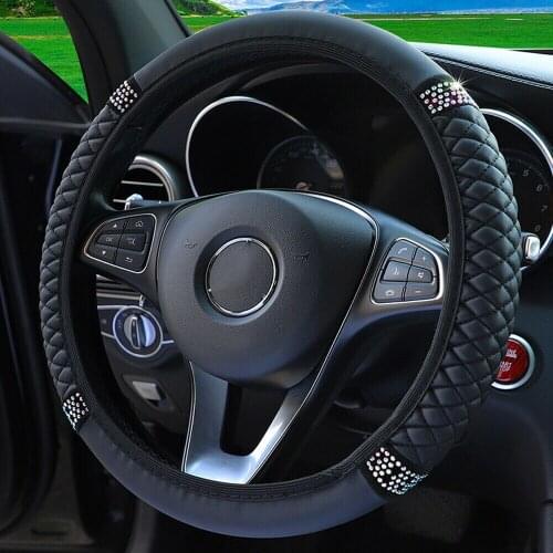 1Pcs Universal Car Styling PU Leather Car Steering Wheel Cover Anti Slip Steering-Wheel Black 15"/38cm Car Accessories
