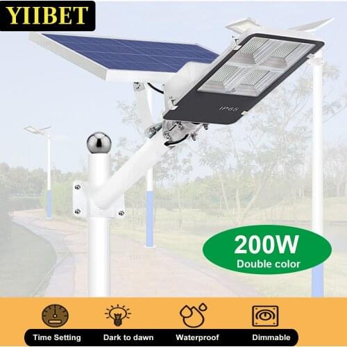 YIIBET 200W Double Color Super Bright Solar Security Flood Light Park Lights Solar Lightings Outdoors Street Lamps Country House
