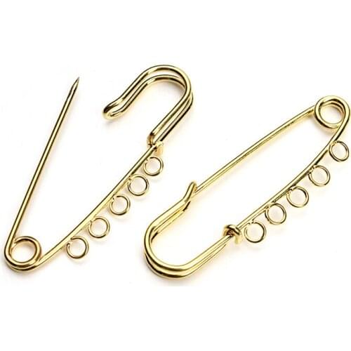 10pcs/lot Gold Color 50/60mm Length Hijab Safety Pins Brooch Fashion Jewelry Women & Men Wedding Bouquet Brooch Findings