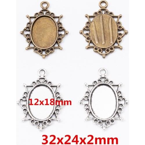 10 pcs Oval photo frame inner diameter 12x18mm ancient bronze zinc alloy suitable for bracelet DIY metal jewelry found 6334