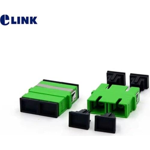 100pcs SC/APC duplex adapter no flange green ftth coupler SC-SC APC dual fiber optic adapter flangeless IL