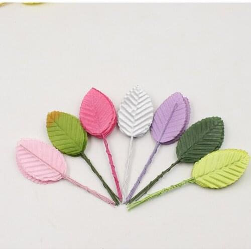 30pcs/5cm Green Leaves Silk Leaf-Shaped Artificial Flower For Wedding Decoration DIY Wreath Gift Scrapbooking Craft Fake Flower