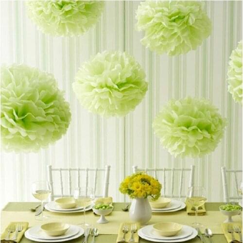 5pieces /lot 8inch (20cm) Mint Green Wedding Decor Tissue Paper Pom Poms Paper Flower Ball PomPom Choose Your Colors