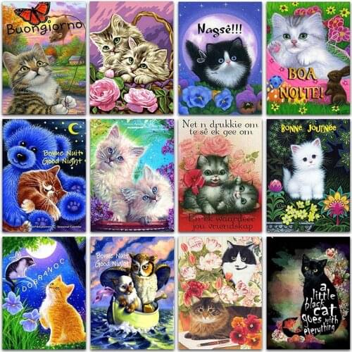 5D Diamond Painting Cartoon Kit Cat Animal Flower Teddy bear butterfly kitten Full Square&Round embroidery mosaic Cross stitch