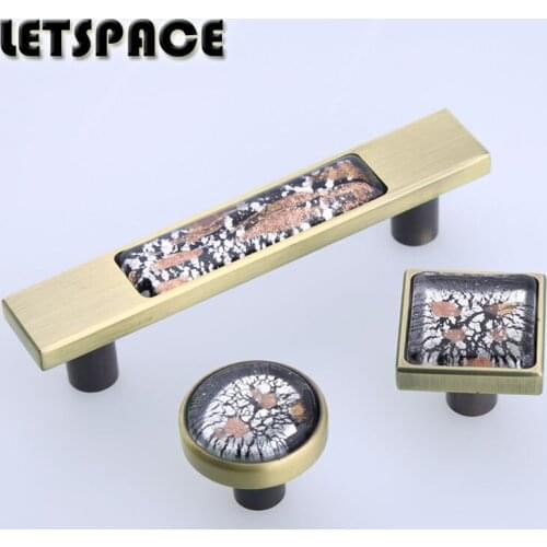 96mm Retro Fashion crystal wine cabinet dresser door handle 35mm glass bronze drawer tv table cupboard knob handle