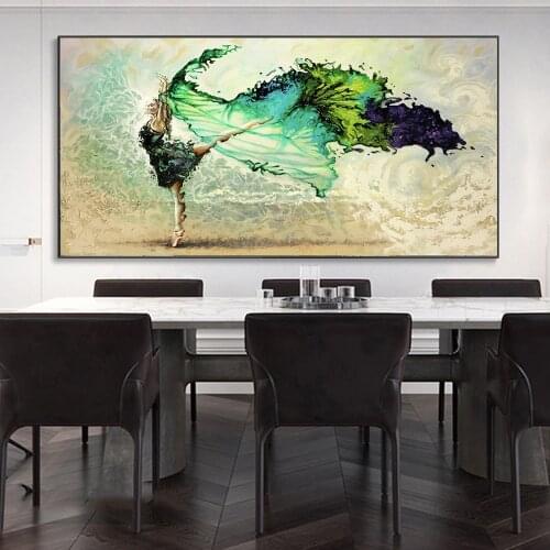 Abstract Ballerina Girls Canvas Paintings on the Wall Art Butterfly Dance Girls Canvas Art Posters Blue Rhythm Art Pictures
