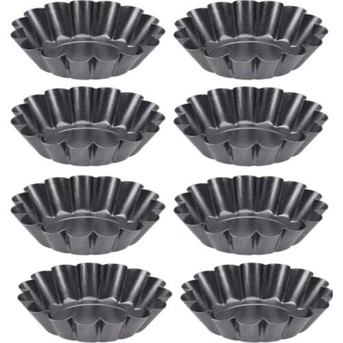 Non-Stick Tart Quiche Flan Pan Mold Muffin Cup Pie Pizza Cake Mold Cupcake Egg Tart Tartlet Baking Mold 8Pcs