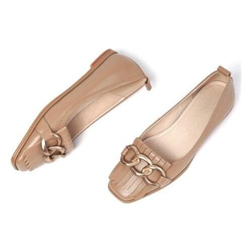 Women Shoes Ballet Flats For Women Flats Shoes With Chain Fringe Leather Pumps Shoe Daily Comfort Footwear Inner Heel Size 34-40