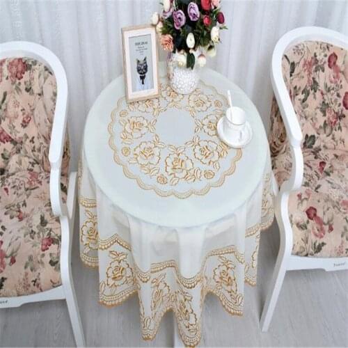 Free Shipping Hot Sale Diameter 135CM Round Table Golden Silver Colour Cheap PVC Water Oil Proof Blanket Antependium