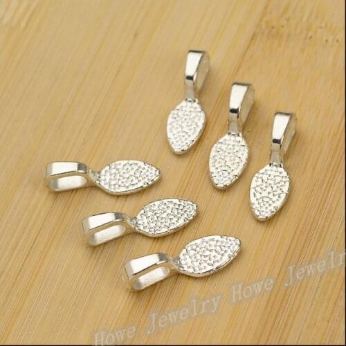 Free shipping Pendant Clips & Pendant Clasps 28 PCS Bright silver Tone Glue on Bail Leaf Tags Jewelry Findings DIY JewelyJC-614