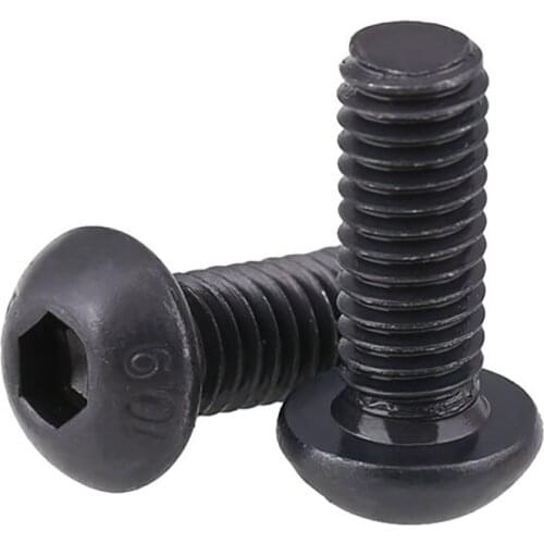 Black Steel 10.9 grade Round Head Screws Hex Socket Button Head Cap Screw Screws Bolts M10 M12